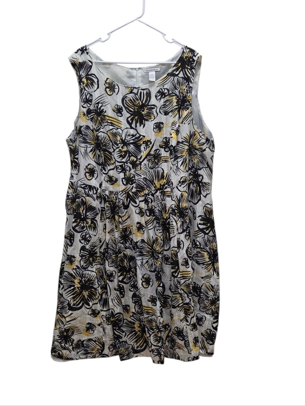 Amanda Lane Floral Sleeveless Dress Artsy Botanical Fit & Flare Dress Plus 24W
